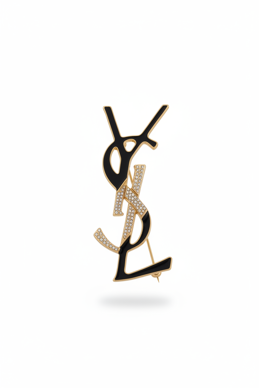 Broche YSL black & diams