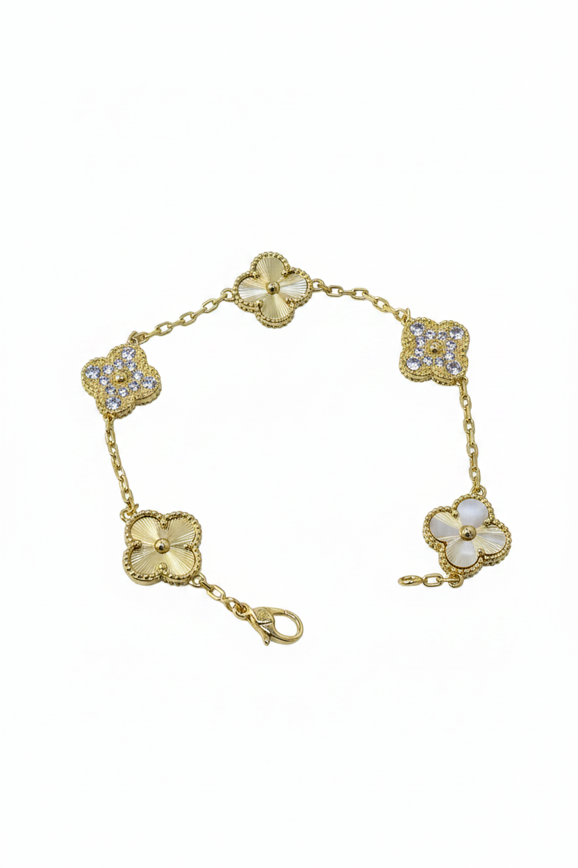 Bracelet trefle mi gold mi diams