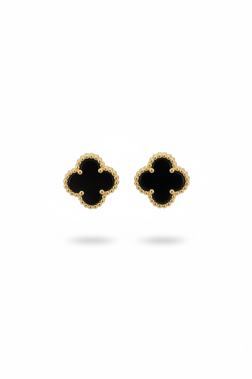 Boucles d’oreille trefle mini noir