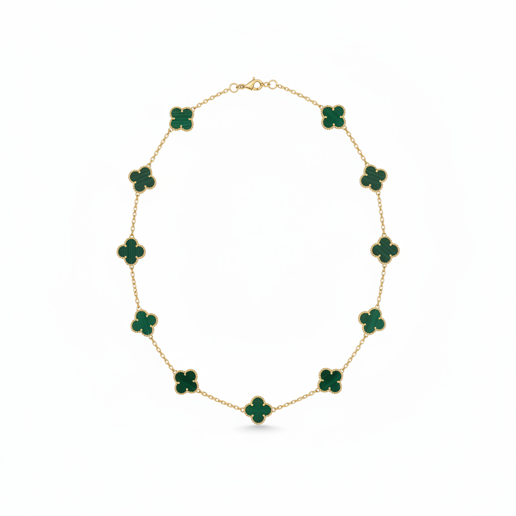 Collier plusieurs trèfle vert