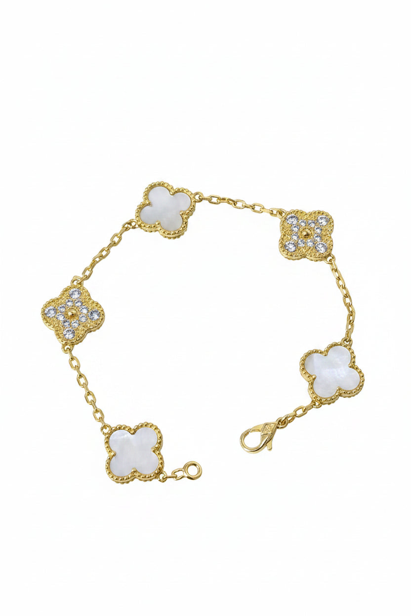 Bracelet trefle mi nacré mi diams