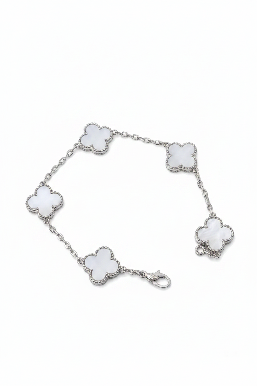 Bracelet trefle nacré silver