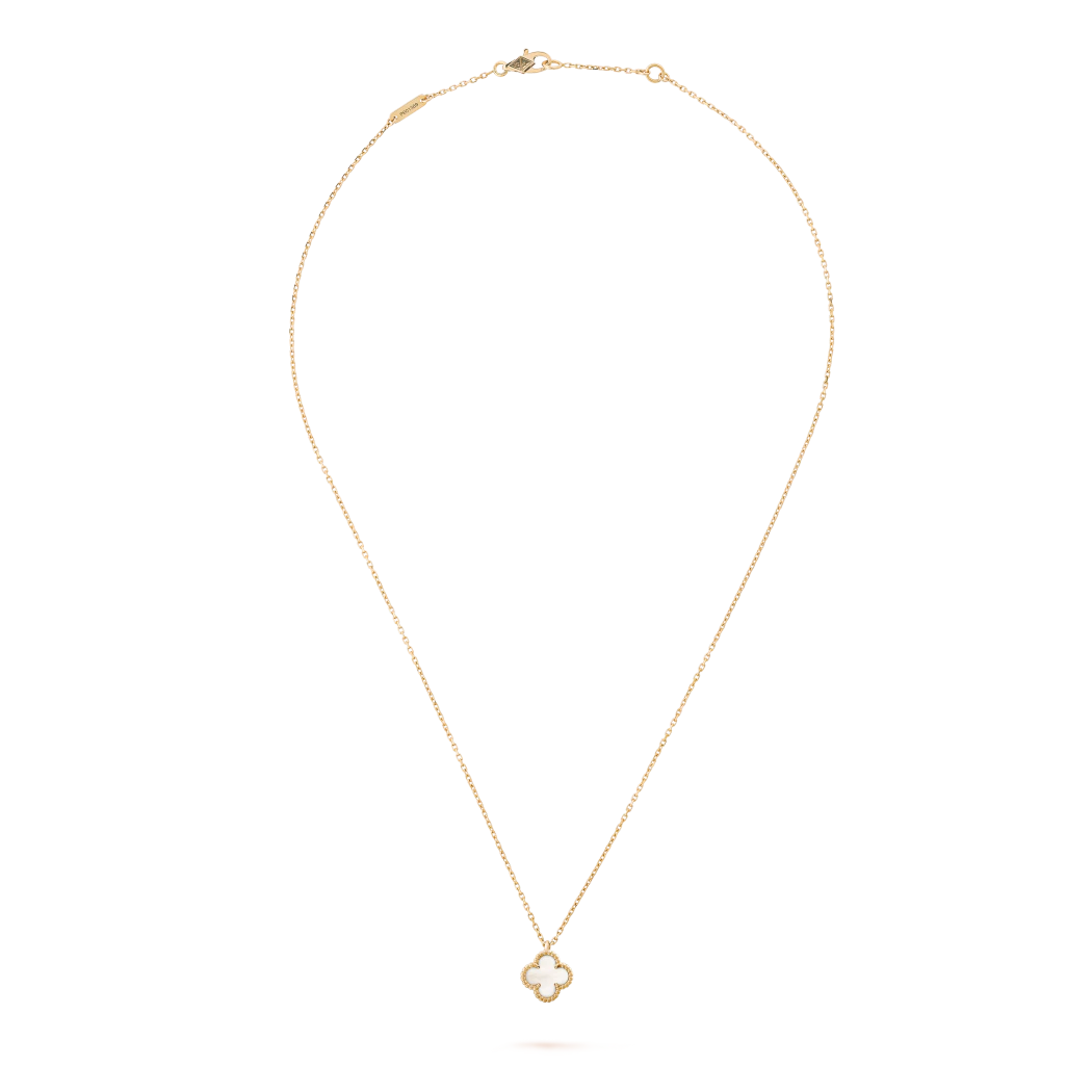 Collier trèfle mini blanc Or poupette