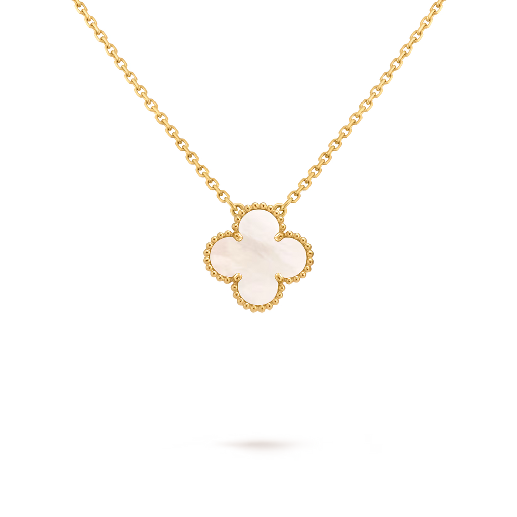 Collier trefle blanc medium