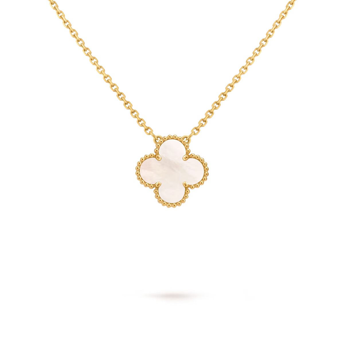 Collier trefle blanc medium
