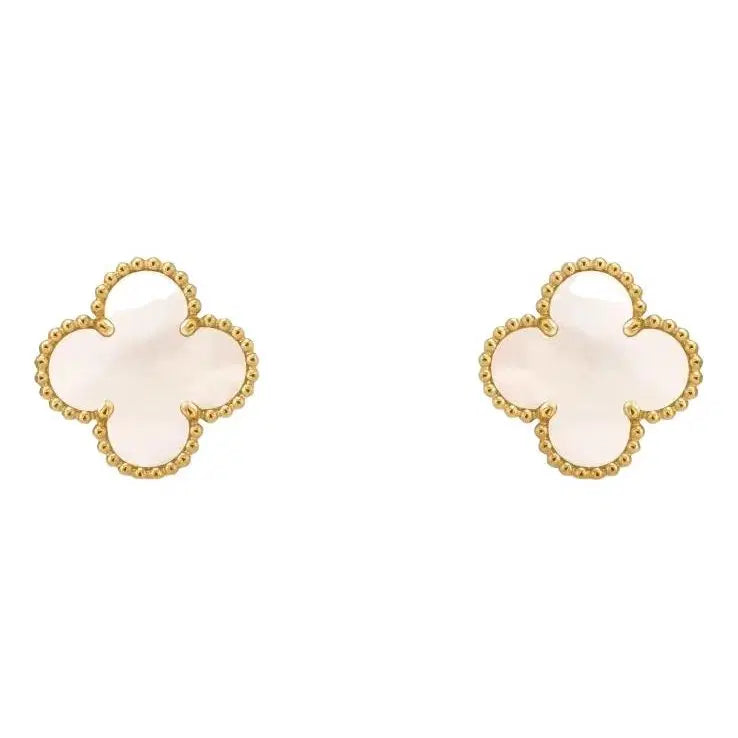 Boucles d’oreilles trèfle blanc
