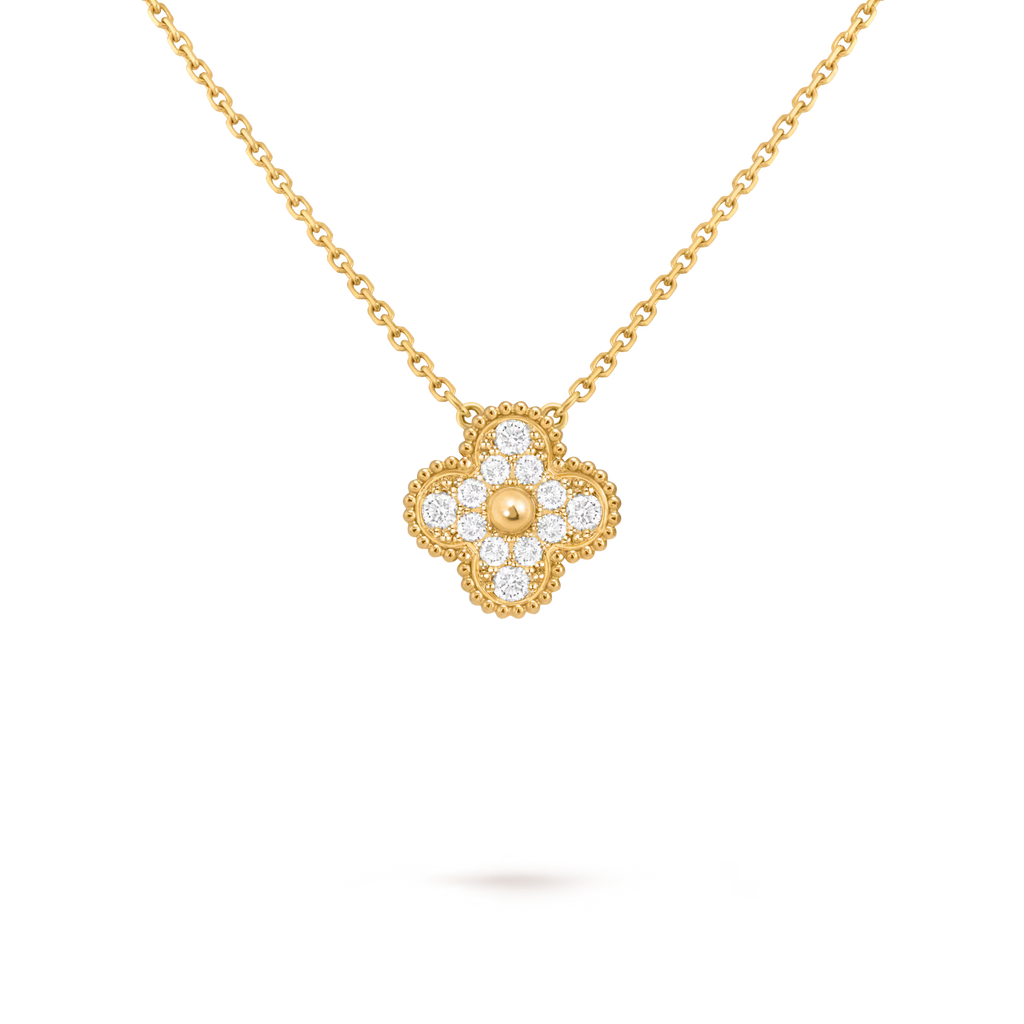Collier trèfle full diamant