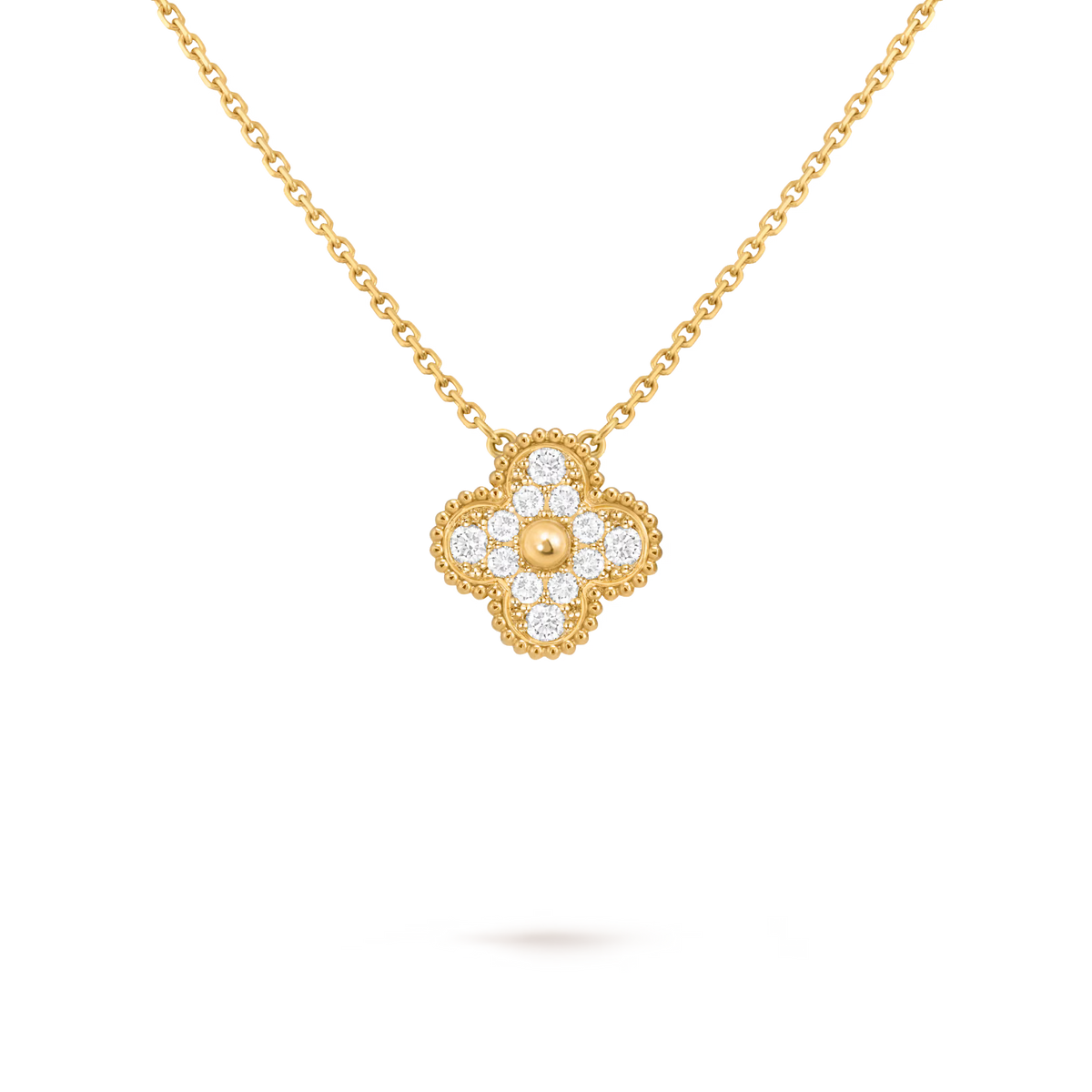 Collier trèfle full diamant